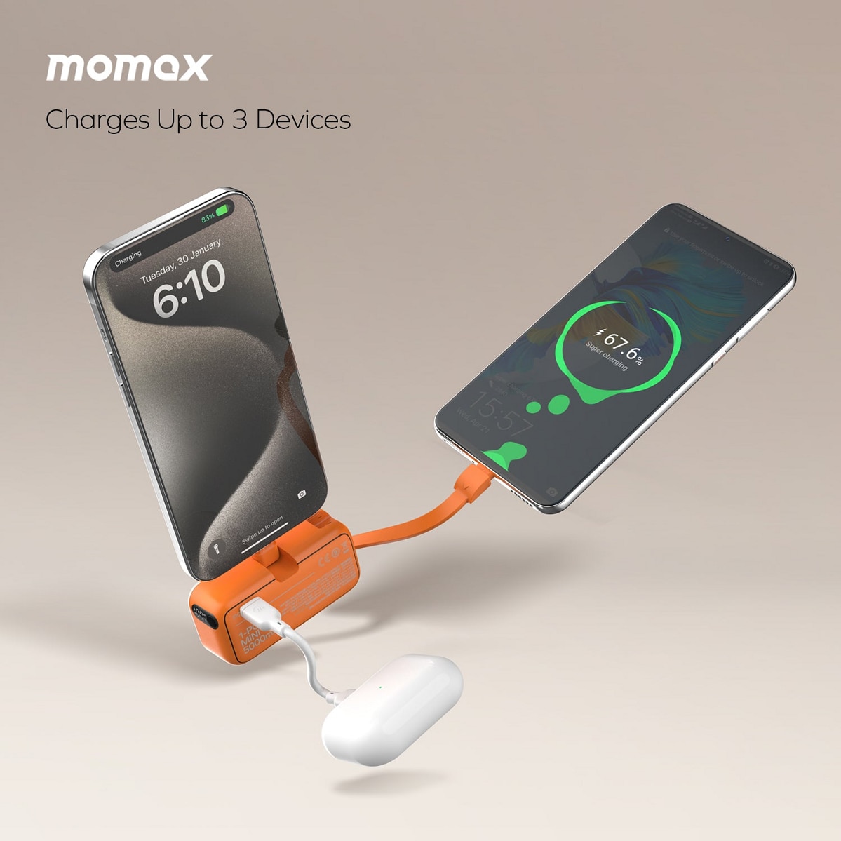 Momax 1-Power Mini 5000mAh 内置可折叠USB-C移動電源 移動電源