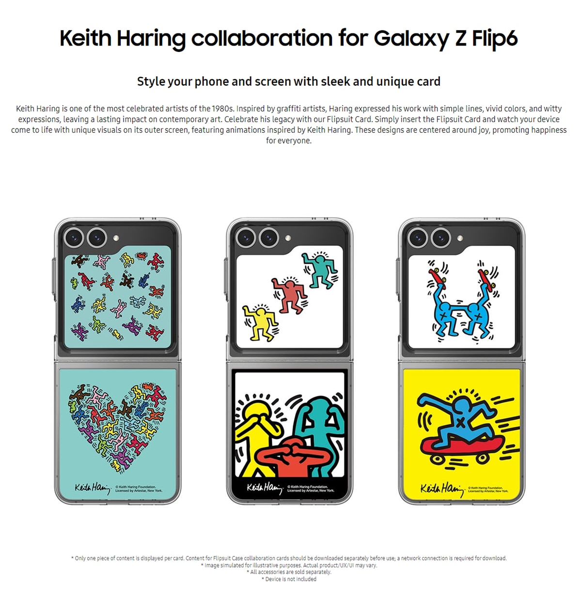 SAMSUNG Flipsuit Card for Galaxy Z Flip6 - Keith Haring Photo Mobile Phone Case