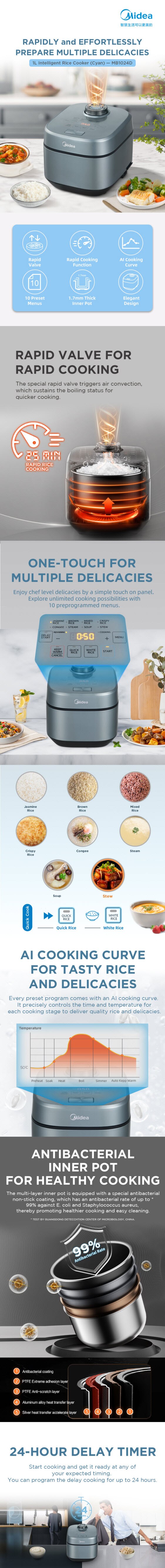 MIDEA MB1024D 1L Intelligent Rice Cooker