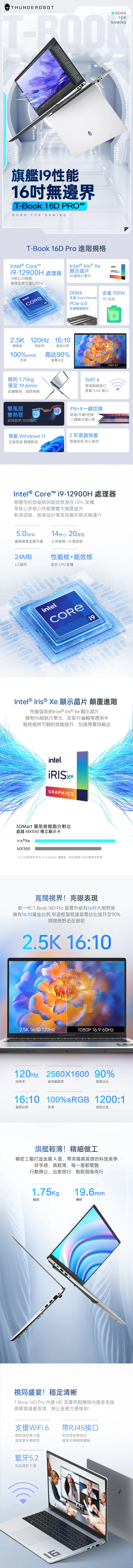 Thunderobot 雷神 T-Book 16D Pro 手提電腦