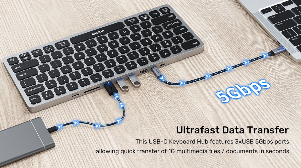 UNITEK 9-in-1 USB-C Keyboard Hub