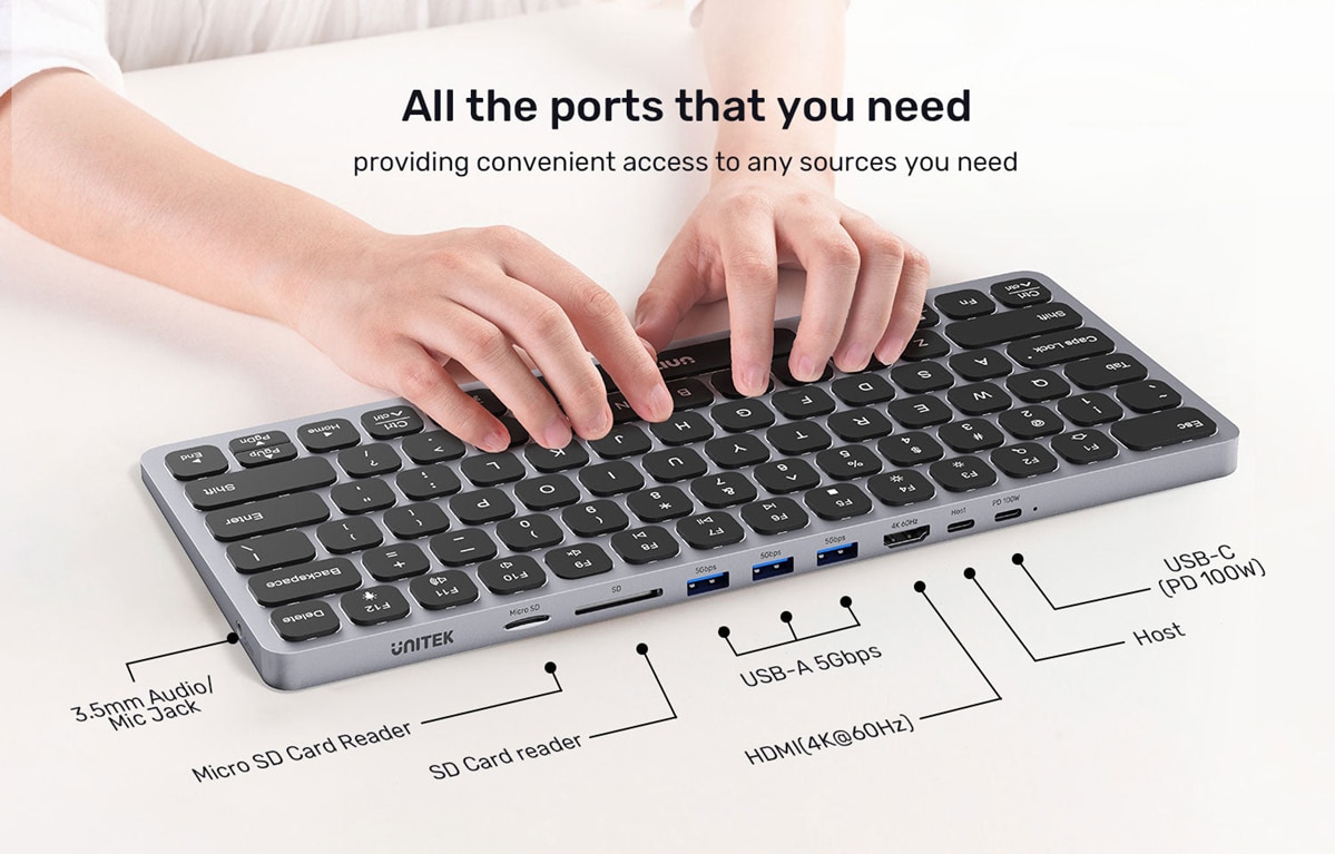 UNITEK 9-in-1 USB-C Keyboard Hub