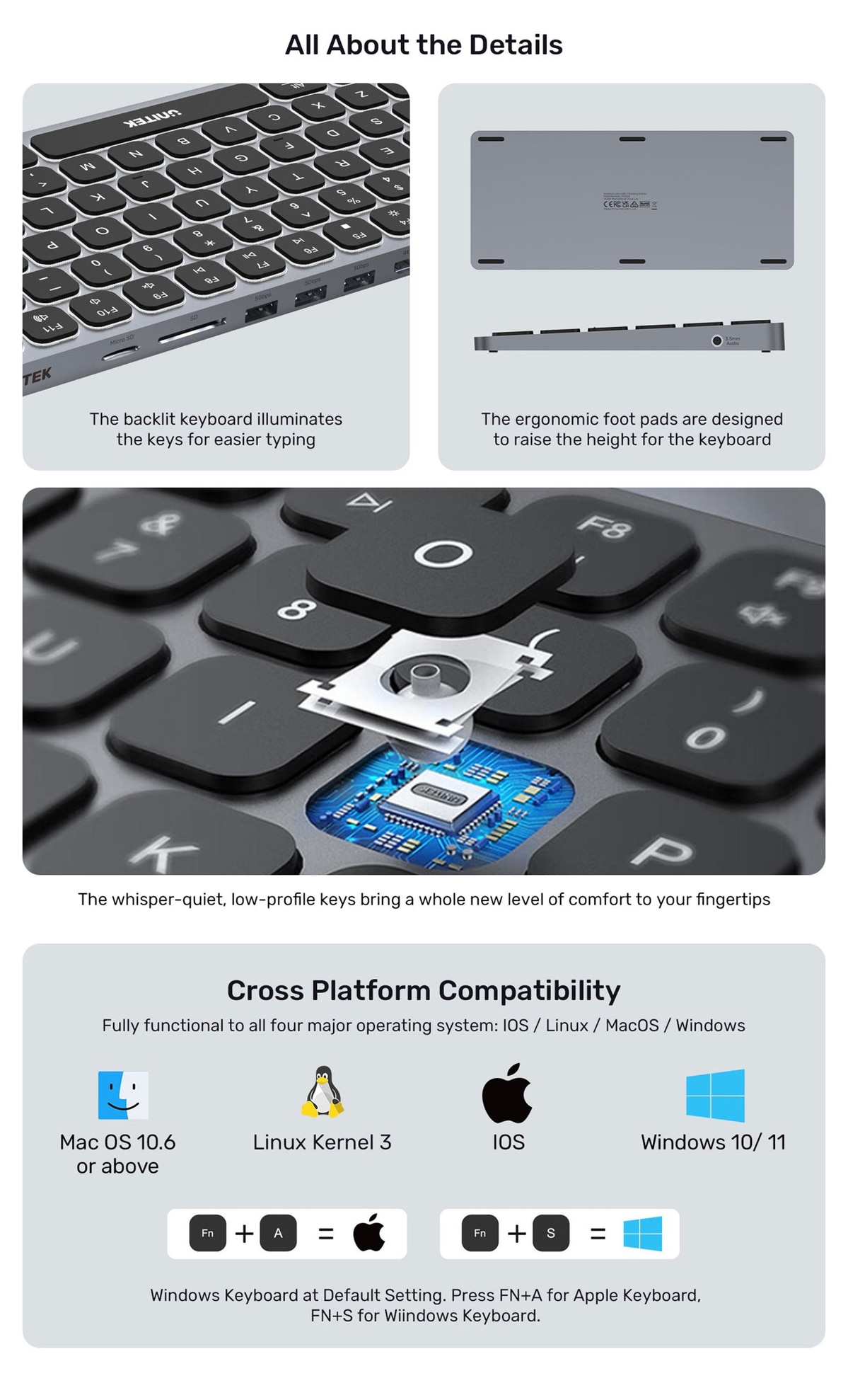 UNITEK 9-in-1 USB-C Keyboard Hub