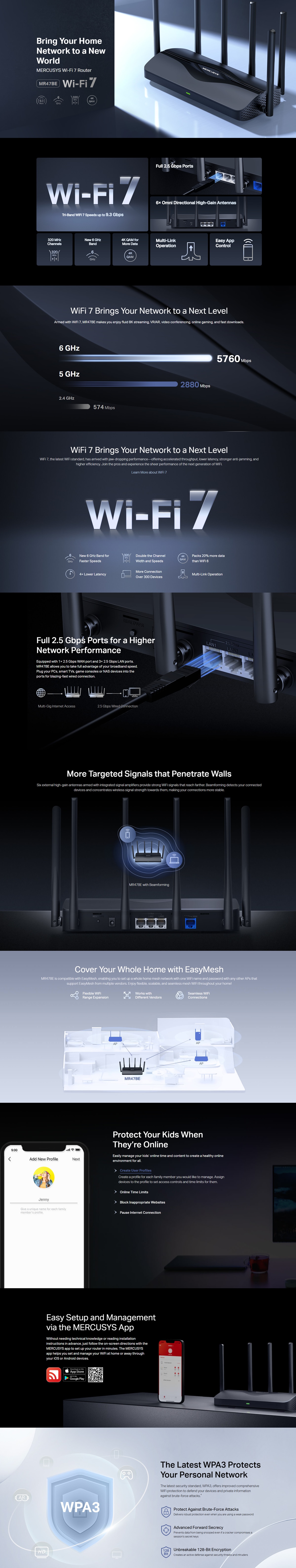 MERCUSYS MR47BE BE9300 Tri-Band Wi-Fi 7 Router