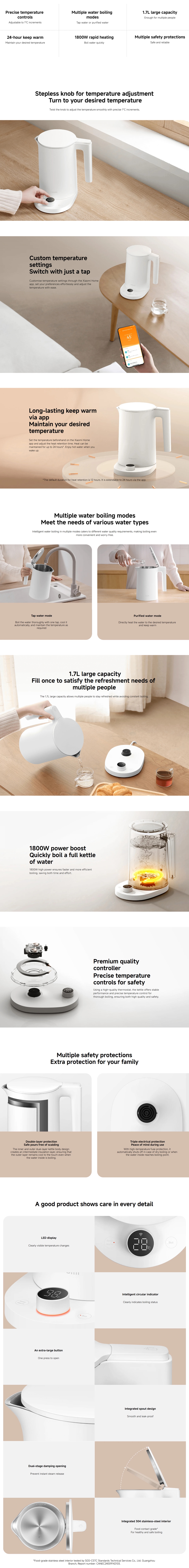 Mi BHR9001GB  1.7L Smart Kettle 2 Pro