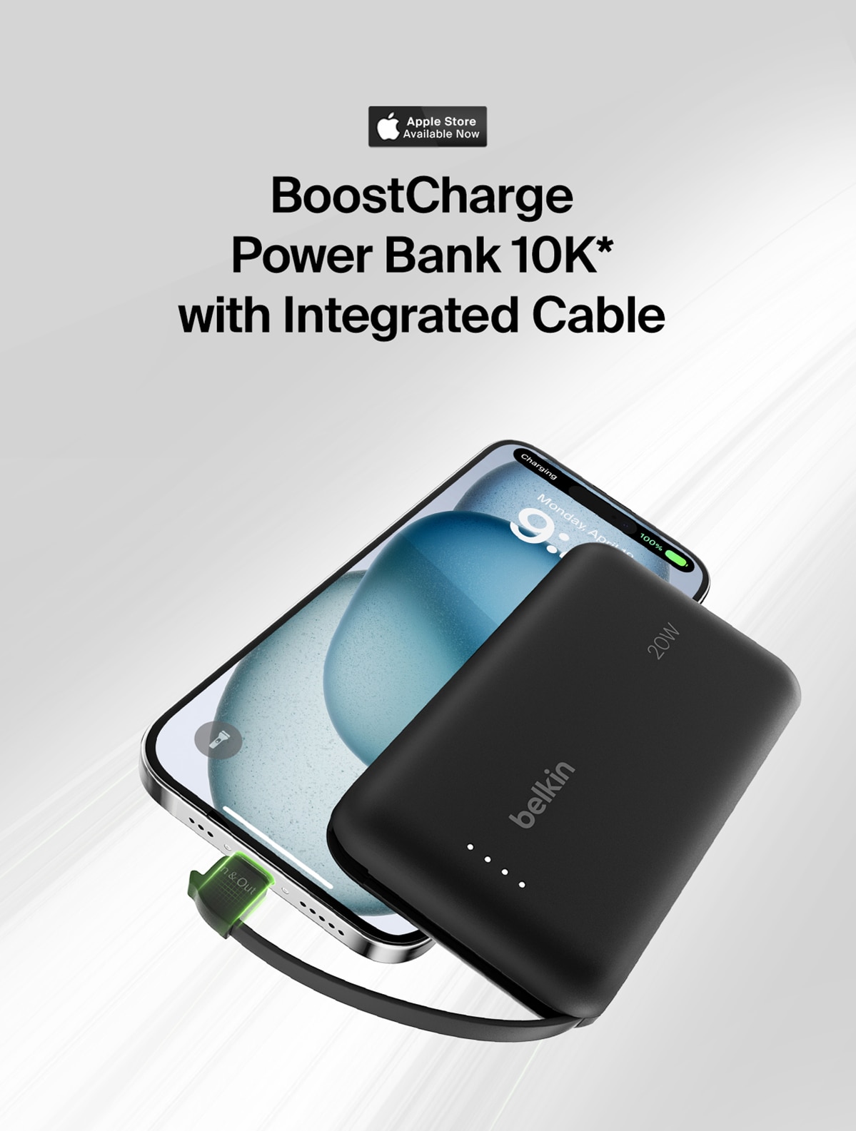 BELKIN BoostCharge Power Bank 10K with Integrated Cable