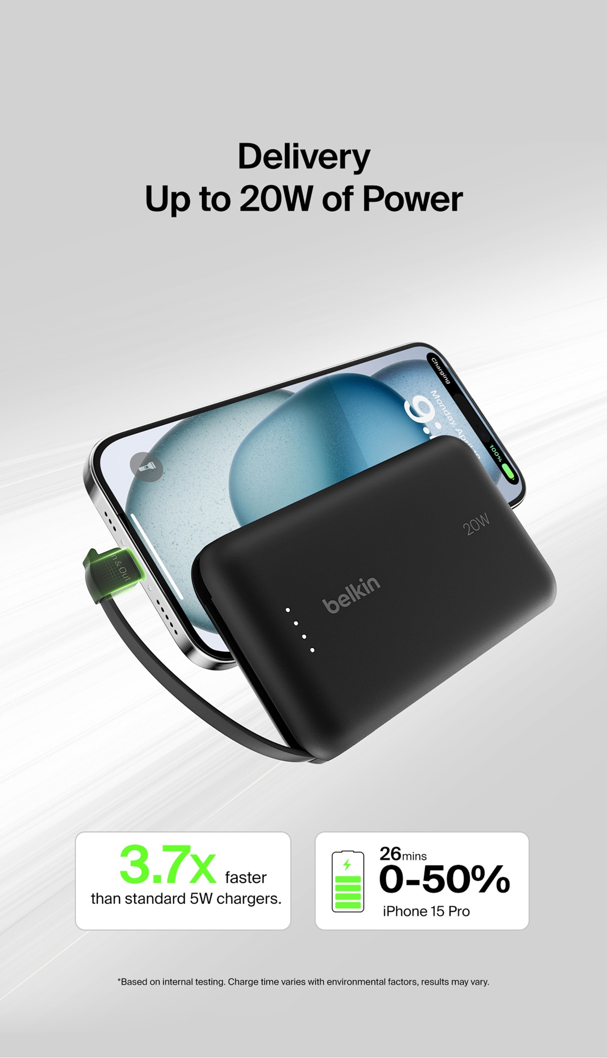 BELKIN BoostCharge Power Bank 10K with Integrated Cable