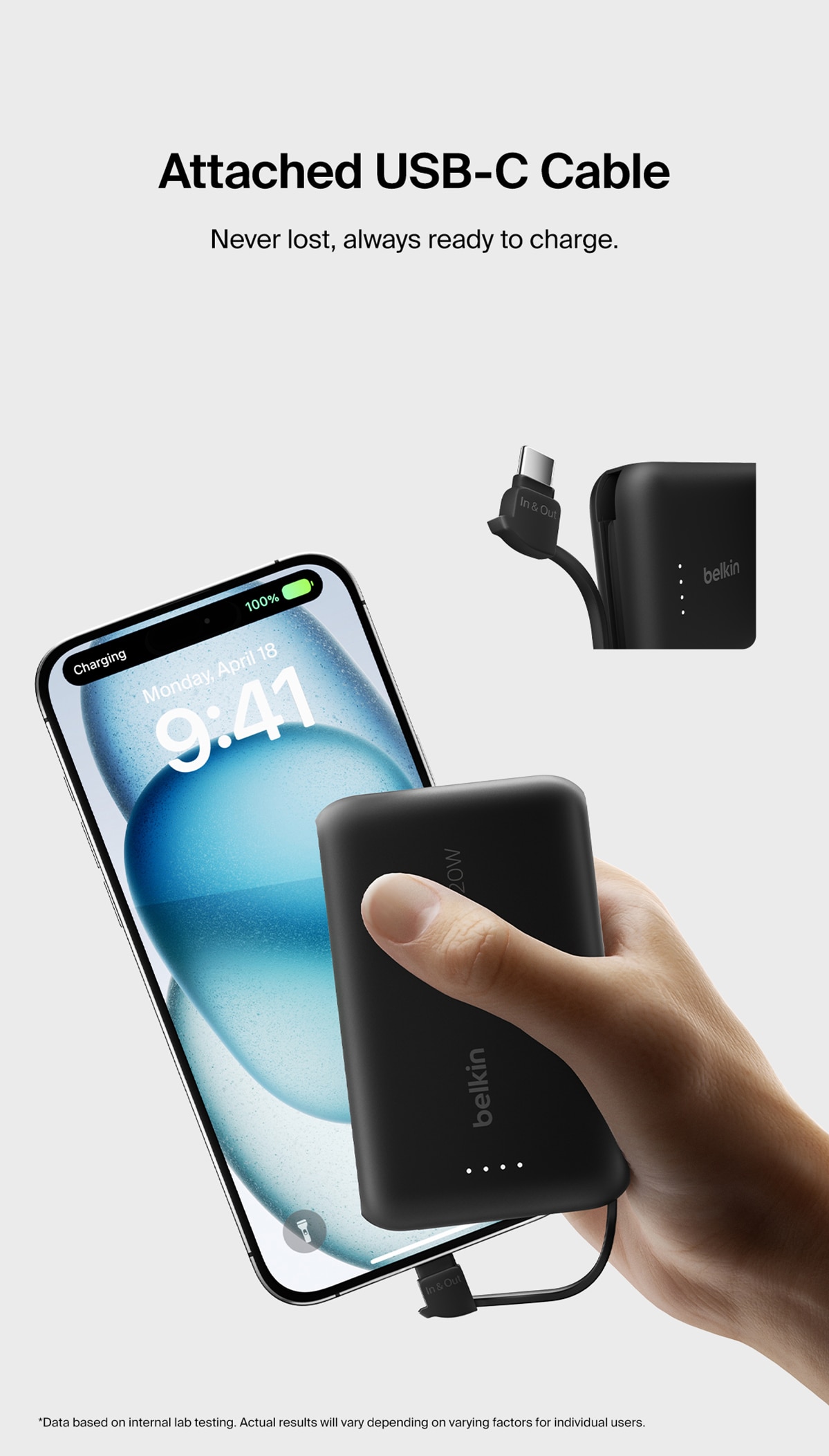 BELKIN BoostCharge Power Bank 10K with Integrated Cable