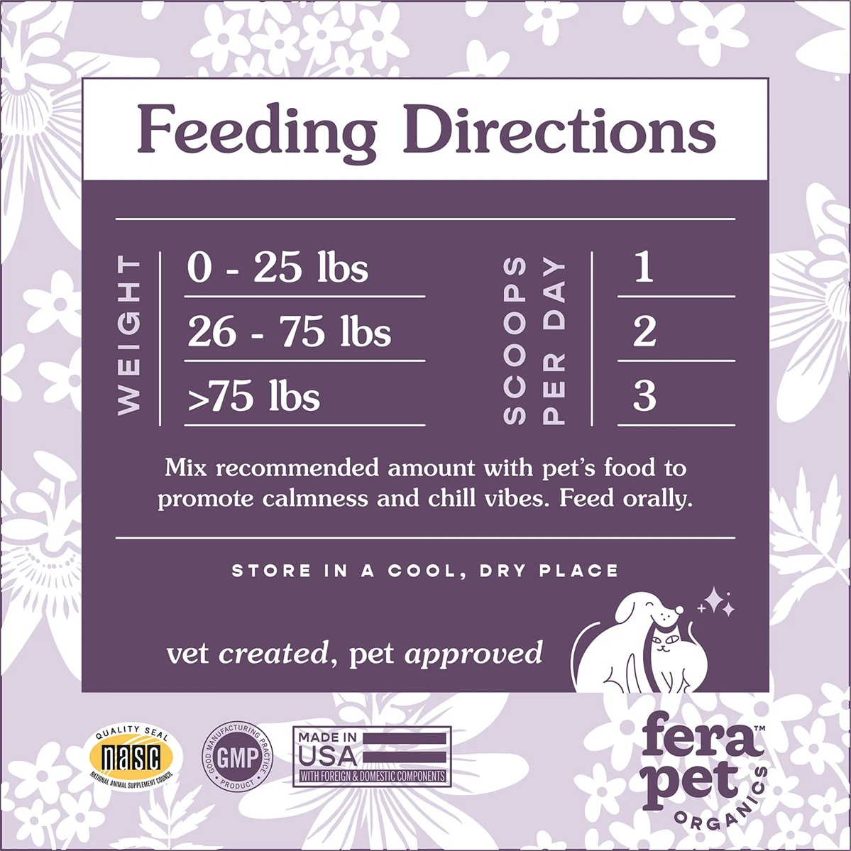 FERA PETS 舒緩鎮靜營養粉 72g - 貓狗適用 (獸醫研發｜美國製造)
