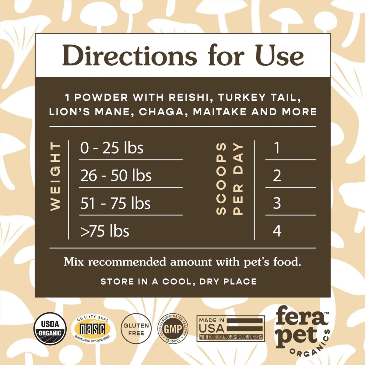 FERA PETS USDA 有機靈芝菇菌免疫力營養粉 60g