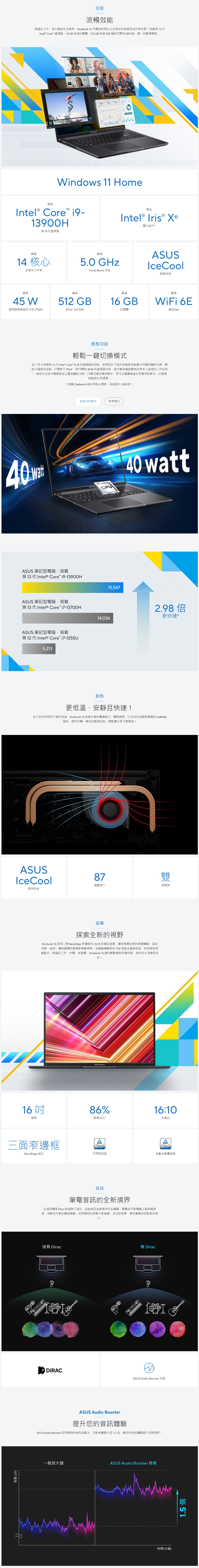 ASUS 華碩 Vivobook 16 X1605VA-IB5011W 手提電腦