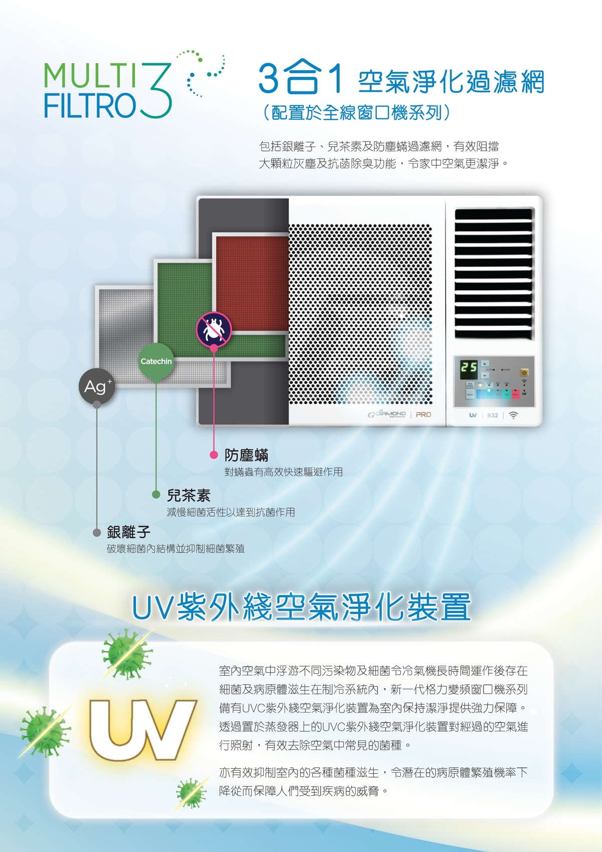 GREE G-DIAMOND 1HP R32 Inverter Window Air Conditioner - GWF09P