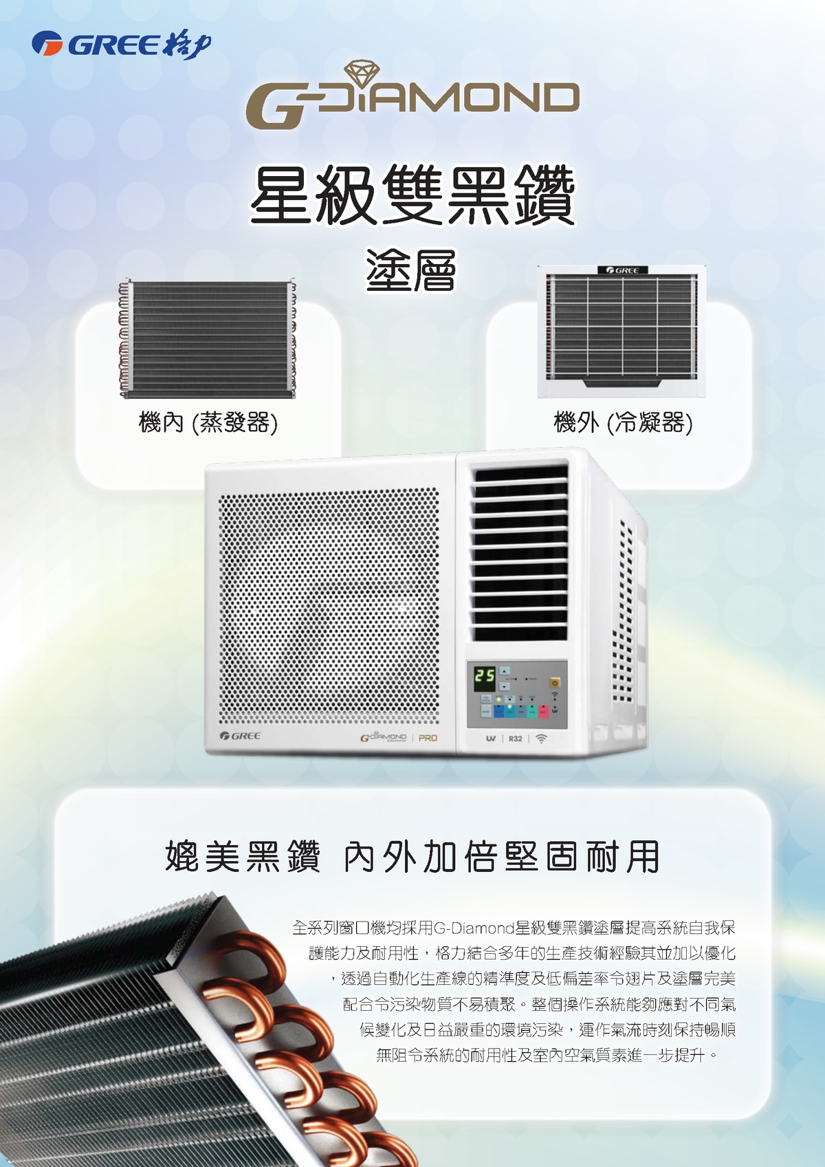 GREE G-DIAMOND 3/4HP R32 Inverter Heat Window Air Conditioner - GWH07PZ