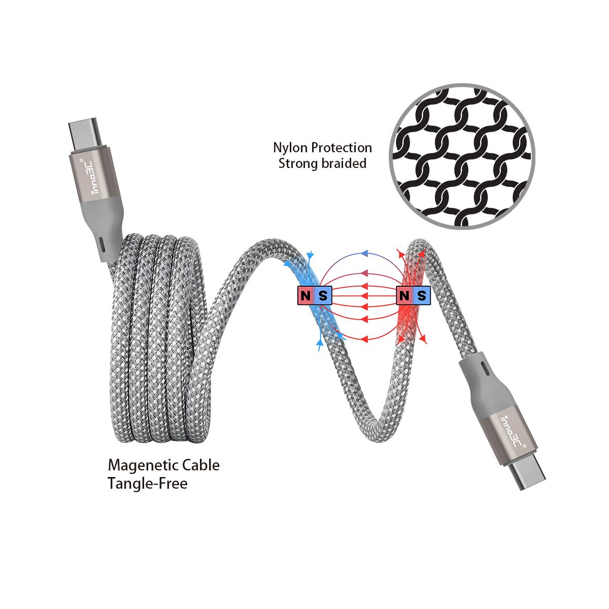 inno3C i-2M240-12  240W Type-C to Type-C Magnetic Organized Cable 120cm