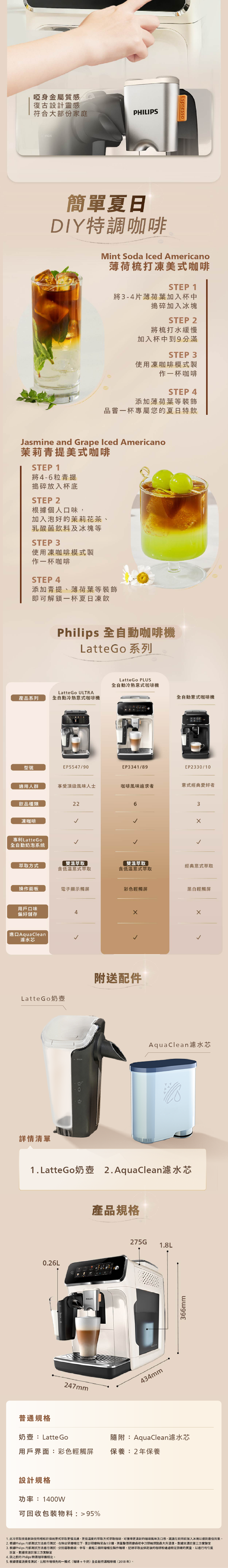 PHILIPS 飛利浦 EP3341/89 LatteGo Plus雙溫萃取全自動意式咖啡機