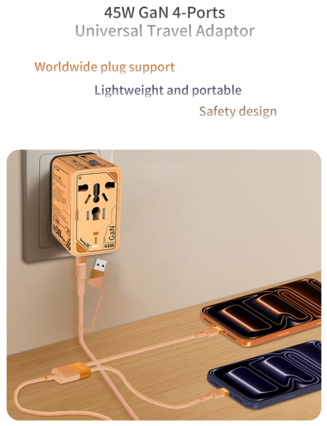 inno3C 創品 i-45WC 45W GaN 4輸出旅行轉換插頭