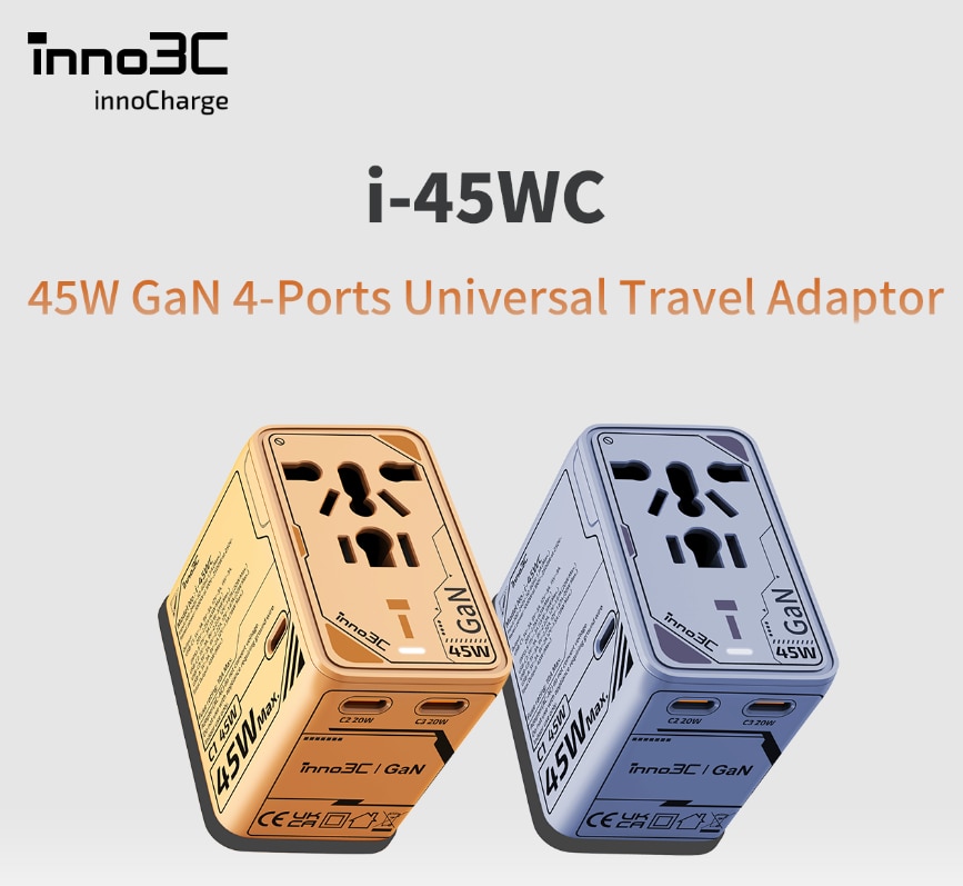 inno3C 創品 i-45WC 45W GaN 4輸出旅行轉換插頭
