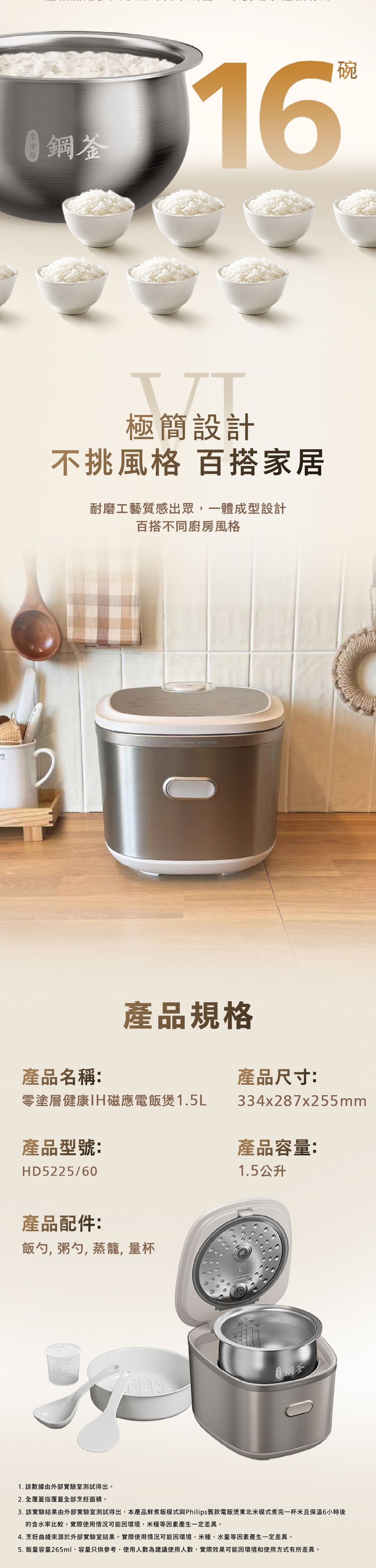 PHILIPS 飛利浦 HD5225/60 零塗層健康IH磁應電飯煲 (1.5L)