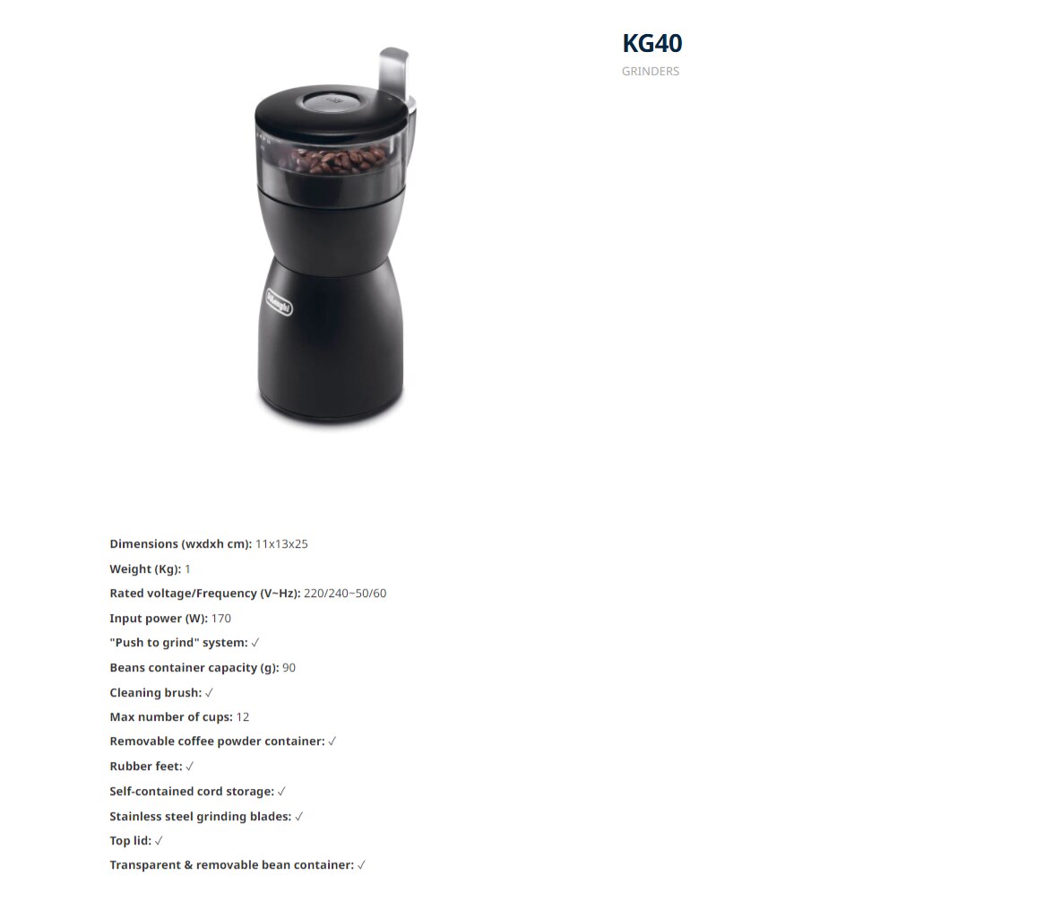 DELONGHI KG40 咖啡研磨器