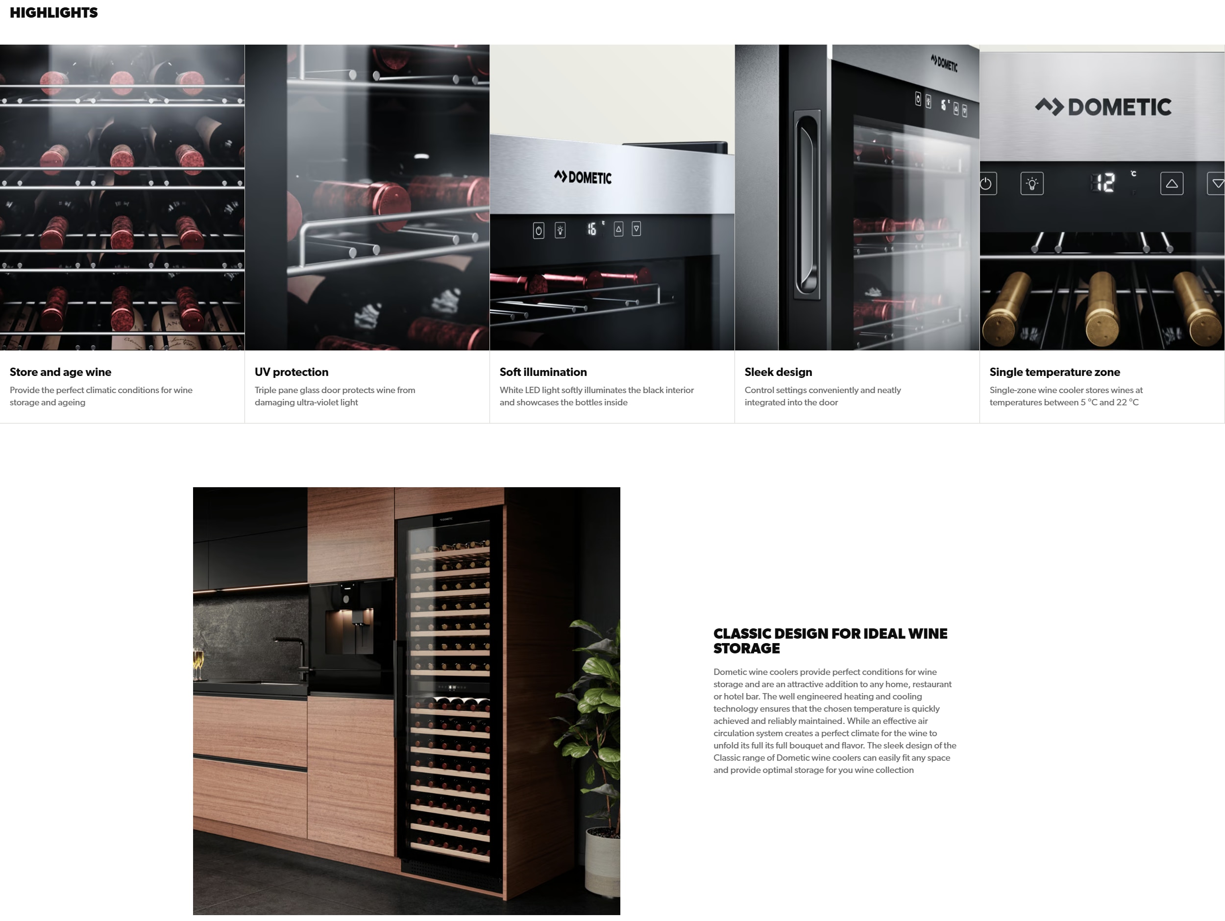 Dometic 75 Bottles Single Temperature Zone Wine Cellar - C75F